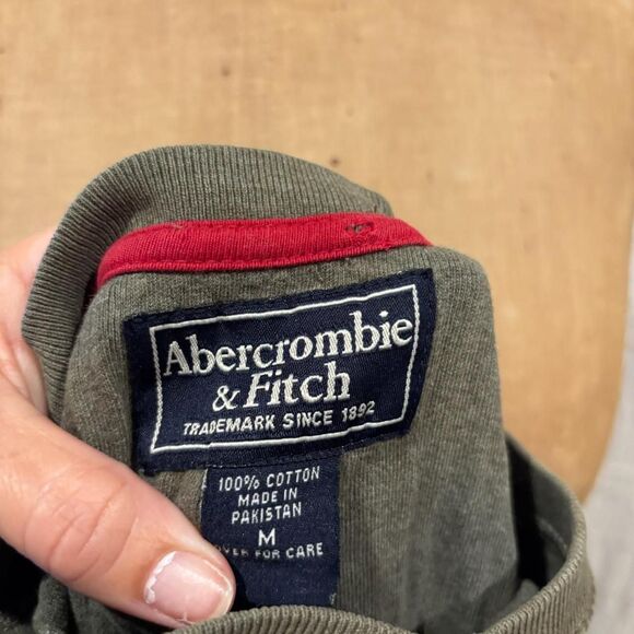 Abercrombie & Fitch Mens Vtg. Green Ribbed Long Sleeve Shirt 100% cotton Size M. - Picture 5 of 5